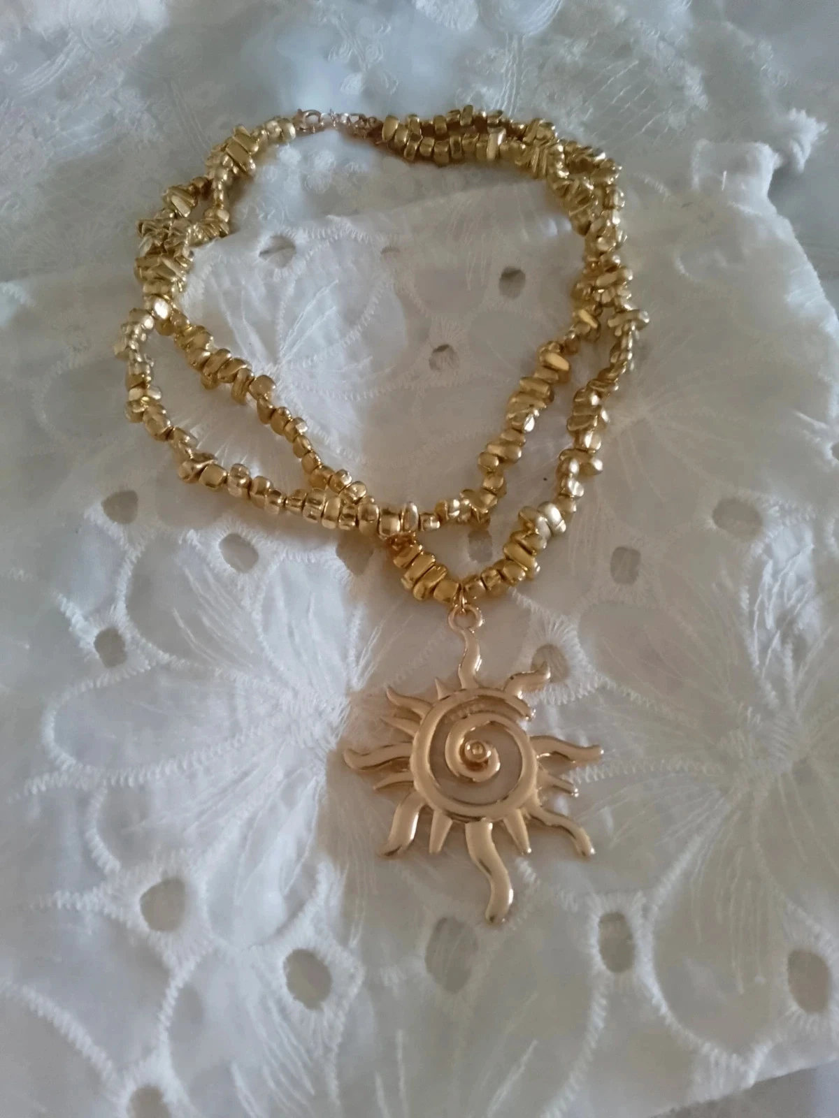 Collier double pendentif soleil doré – photo 3
